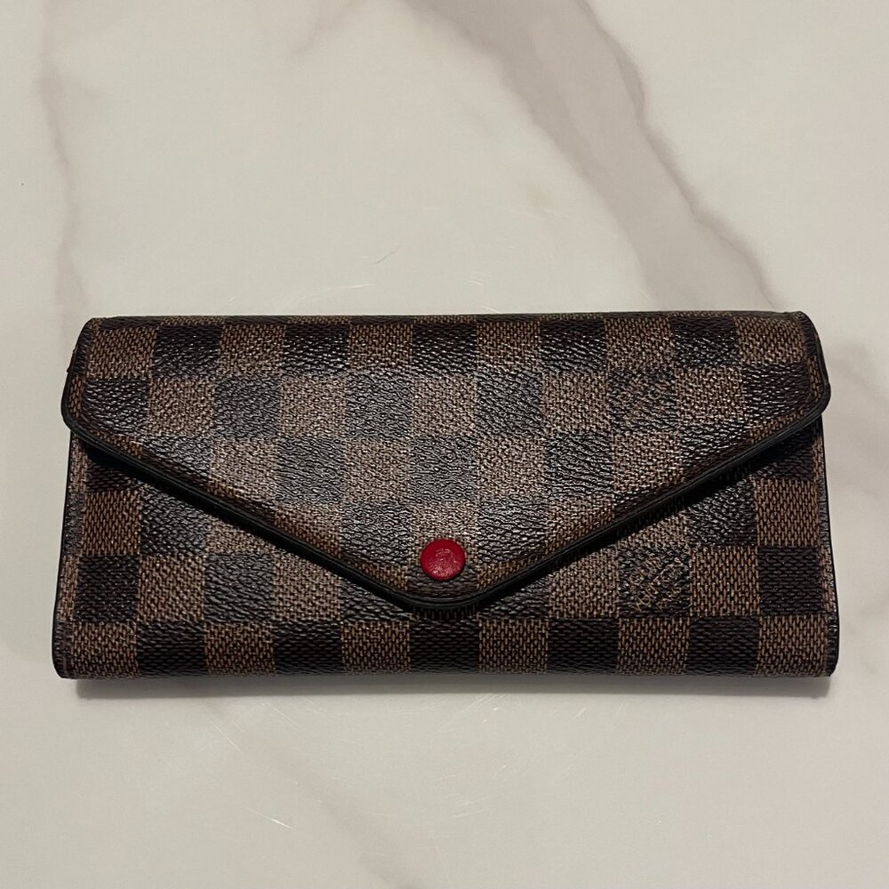 Louis Vuitton Josephine Wallet Damier Ebene Red Wallet + COA - Picture 3 of 13
